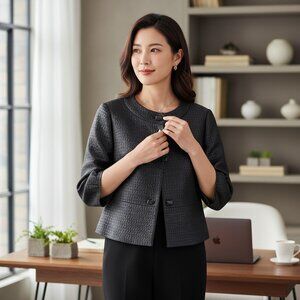 Doncaster Collection Textured Black Jacket – Size 16 – Excellent Condition